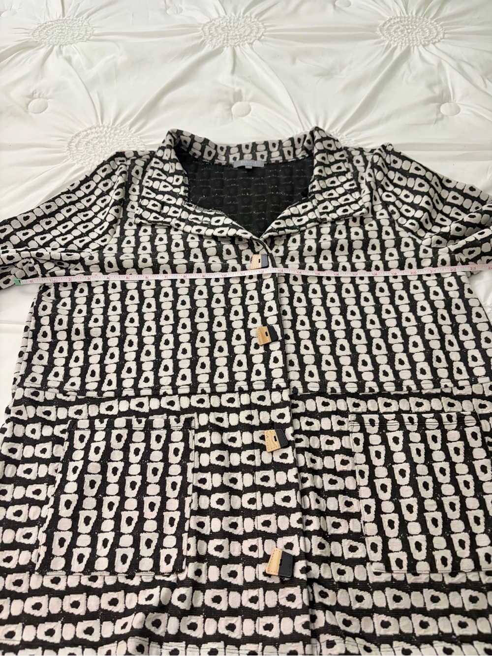 Habitat Lagenlook Black & White Geometric Print Lightweight Blazer Jacket XL - Picture 9 of 15